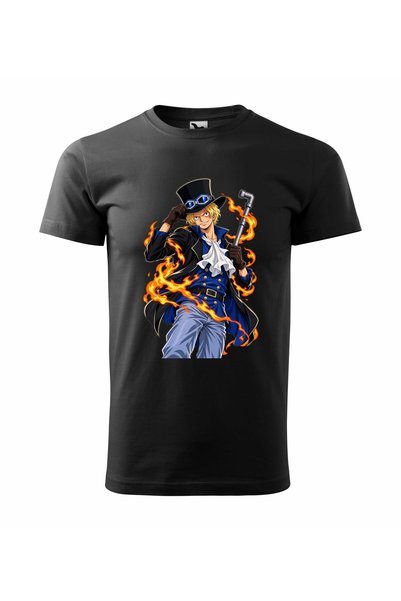 Malfini Tricou personalizat "One Piece – Sabo", Negru, Barbat, Bumbac 100%,
