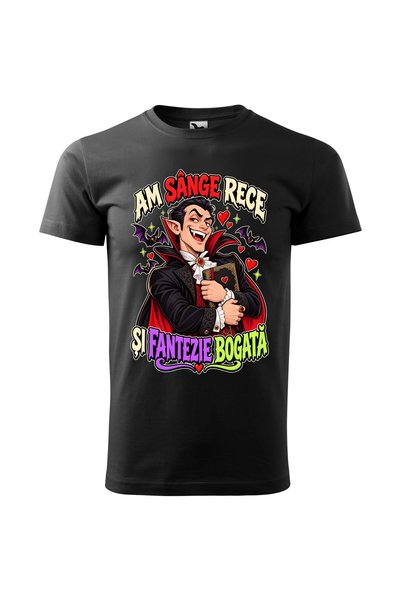 Malfini Tricou personalizat "Am sange rece", Negru, Barbat, Bumbac 100%,