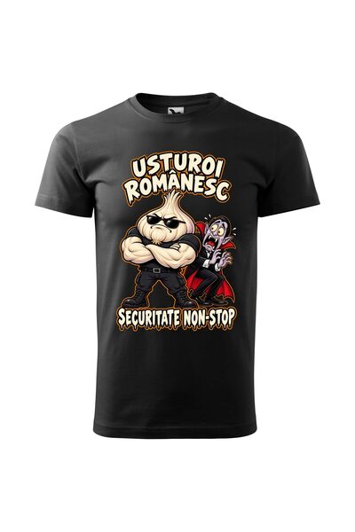 Malfini Tricou personalizat "Usturoi romanesc", Negru, Barbat, Bumbac 100%,