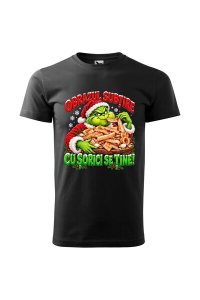Malfini Tricou personalizat "Grinch - Cu sorici", Negru, Barbat, Bumbac 100%,