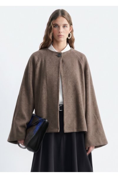 Moda Lippa Jachetă tricotată maro cu un singur nasture