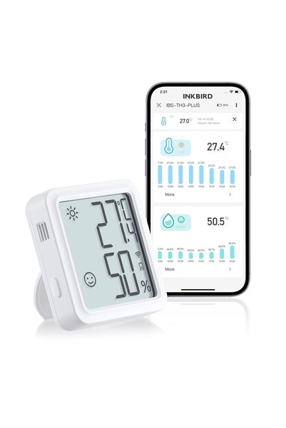 Inkbird مقياس حرارة ورطوبة واي فاي IBS-TH3-PLUS عالي الدقة مع مستشعر ذكي