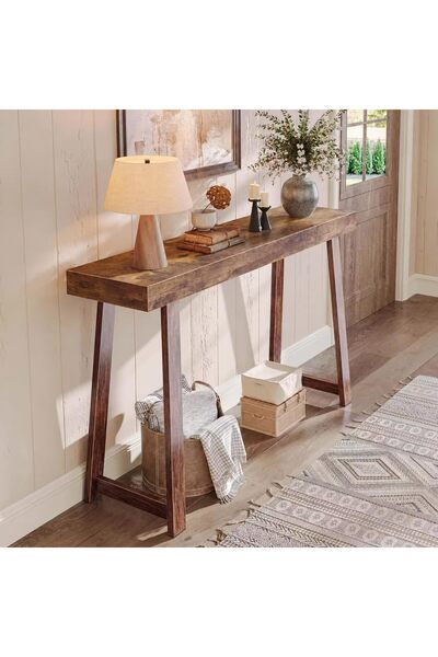 Chulovs Console Table 120 x 30 x 80 cm, Narrow Entryway Table with Wood Grain...