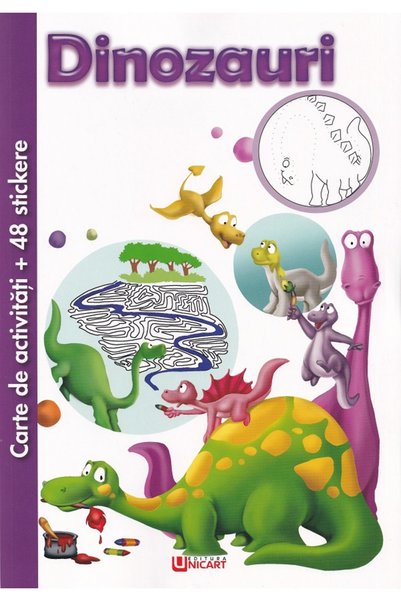 unicart Carte de activitati cu 48 stickere: Dinozauri