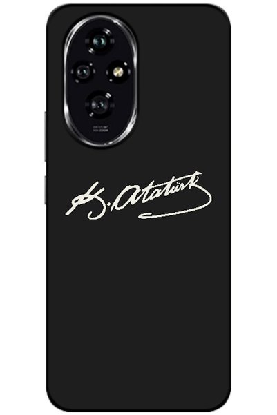 Zebana Honor Honor 200 Compatible Case Atatürk Signature Silicone Case (Printed)