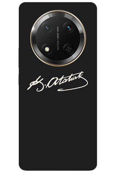 Zebana Honor Magic 7 Lite Compatible Case Ataturk Signature Silicone Case (Pr...