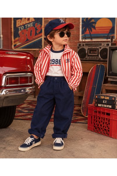 bohemiankids baby wear Çizgili Bomber Ceket Kırmızı