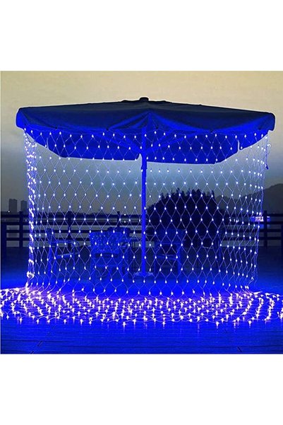 Toolsy Instalatie Craciun, Tip Plasa, 9 m x 2 m, 720 LED-uri, Albastru, 8 joc...