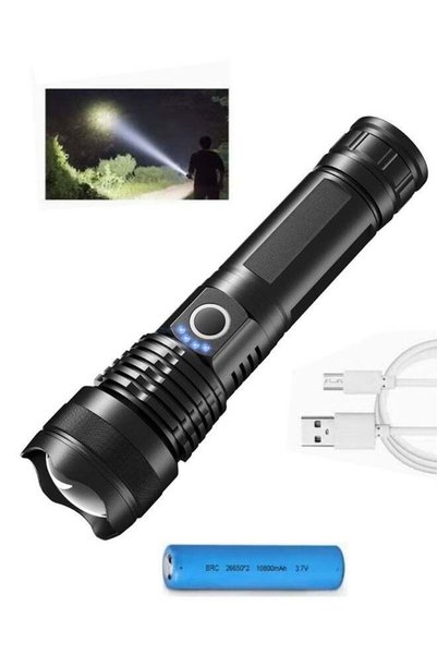Arabest مصباح يدوي LED قابل لإعادة الشحن من سبائك الألومنيوم، كشاف تخييم مقاو...