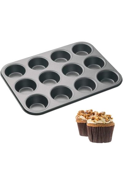 Arabest 12-Well Non-Stick Carbon Steel Muffin and Cupcake Pan,Heavy Duty Bake...