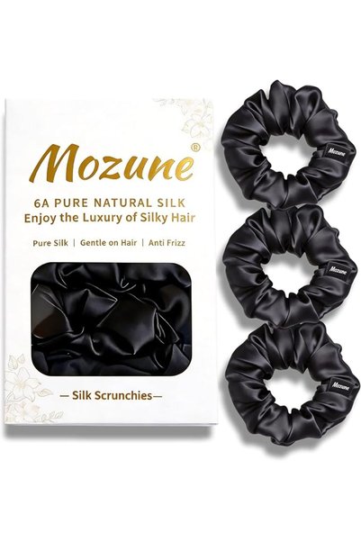 Mozune 3 قطع من ربطات الشعر الحريرية النقية، 22 مومي، ناعمة وسلسة، لا تسبب تج...