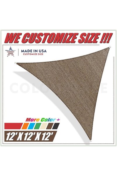 ColourTree مظلة شمسية مثلثة الشكل بيج اللون مقاس 12' × 12' × 12'، مظلة قماشية...