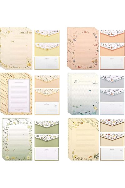 ALMEKAQUZ 54 PCS Stationery Paper and Envelopes Set, Floral Letter Writing Sh...