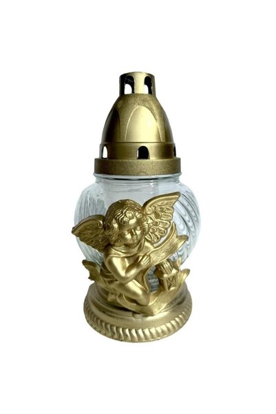LCA Set 3 x Candela Sticla cu Ingeras, Alb