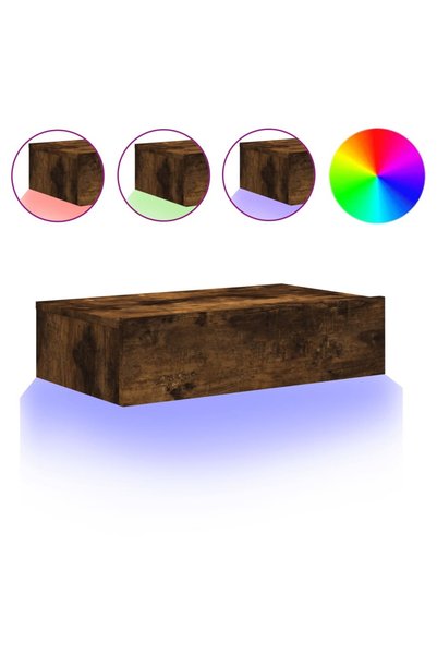 Generic Brand vidaXL Comodă TV cu lumini LED, stejar fumuriu, 60x35x15,5 cm