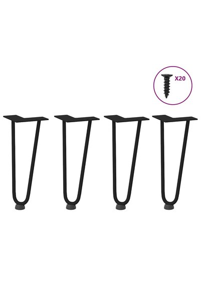 vidaxl Picioare tip agrafă pentru măsuță de cafea, 4 buc., negru, 30 cm, oțel...