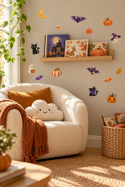 Generic Brand Halloween Themed Halloween Wall Decoration Sticker Set Glass Ce...