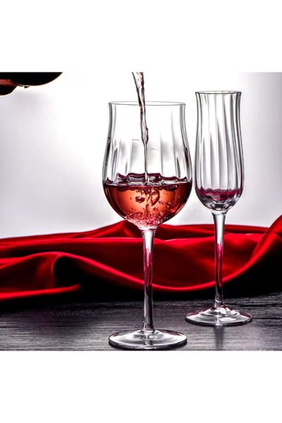 LUXXO Set of 6 Crystal Wine Glasses, Incanto, 400ml
