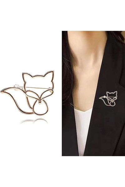 Arabest Women's Hollow Fox Brooch Pin,Stylish Metal Lapel Pin for Sweaters an...