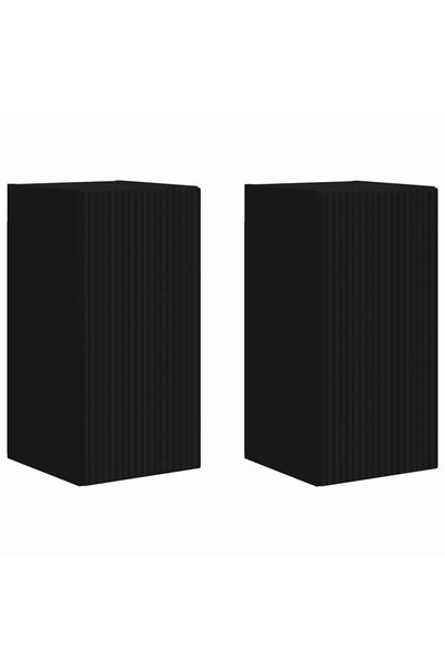 Generic Brand vidaXL Dulap TV de perete 2 buc. Negru Lemn prelucrat