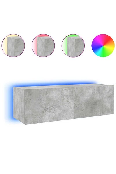 Generic Brand vidaXL Comodă TV de perete cu lumini LED, gri beton, 100x35x31 cm