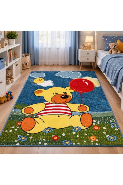 Kolibri Rug Carpet, Model 11145/140, Teddy Bear, Blue