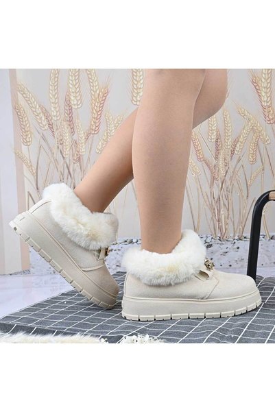 Tmall Women's boots, Made of suede leather with a soft interior, GD1098, Beige