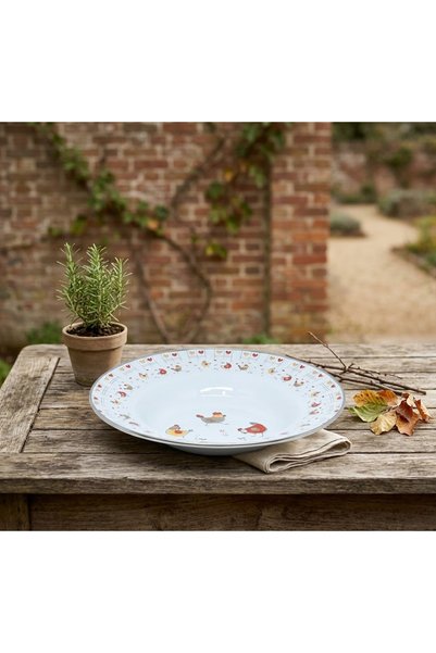 EMAYE EVİM 30 cm Large Size Chicken Enamel Bowl Fruit Bowl Presentation Plate
