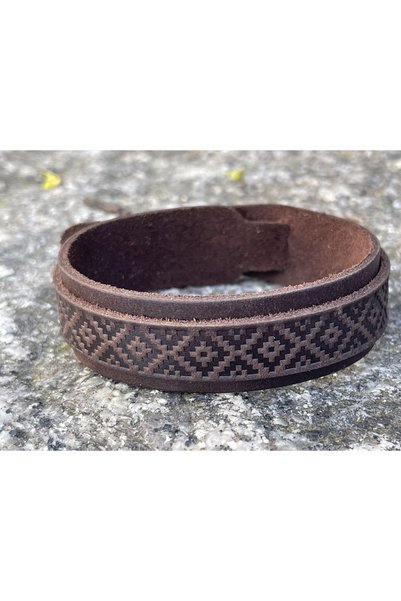 Alviro Brățară maro din piele naturală, stil retro, lucrată manual, 42 cm, re...
