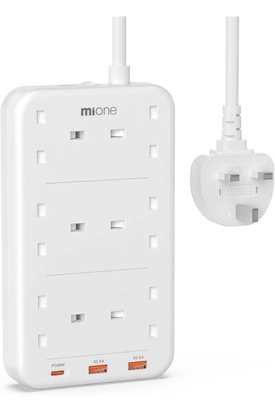 Generic سلك تمديد كهربائي بـ 8 منافذ مع USB-C، مقبس طاقة 3250 واط / 13 أمبير ...