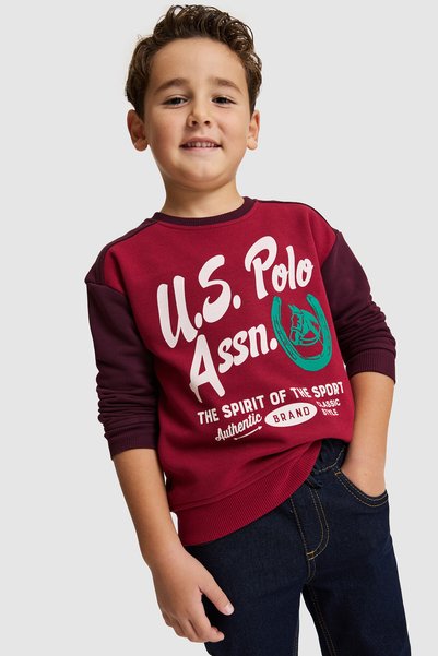 U.S. Polo Assn. سويت شيرت للأولاد بلون الكرز 50329926-VR223