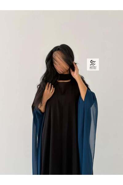 Generic Brand Abaya with a Turquoise Colored Chiffon Georgette Fabric.