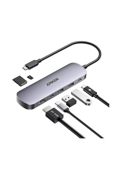Anker Nano USB-C Hub,7-In-1, 4K HDMI, Gray