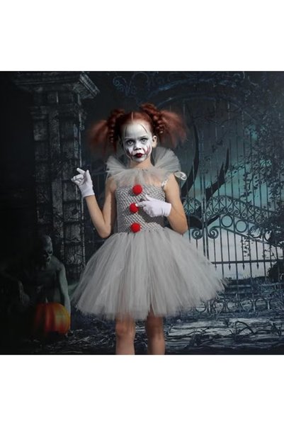 TAPIT Kids Horror Movie Clowns Cosplay Costume Set for Girls Halloween Party ...