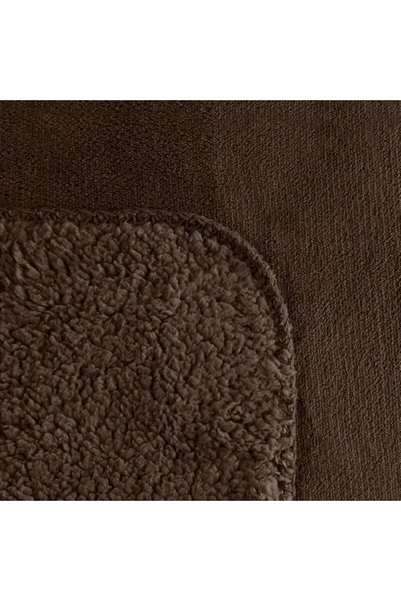 Eurofirany Patura Moale Cu Doua Fete Tedy Textura Piele De Oaie, Confortabila Si Calduroasa, Rezistenta La Animale De Companie, 170 x 210 cm, Maro Inchis, 100% Poliester Pentru Dormitor Si Living Mode