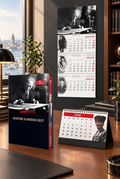 Genel Markalar 2027 Atatürk Ciltli Ajanda - İmza Duvar Takvimi - Masa Takvimi
