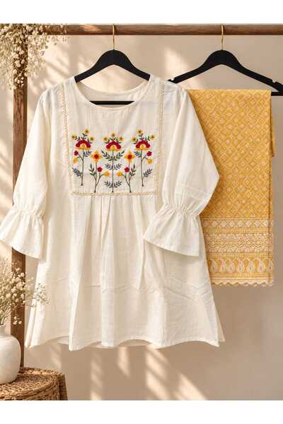 Generic Brand COTTON SHORT TOP WITH CHIKANGARI PALAZZO