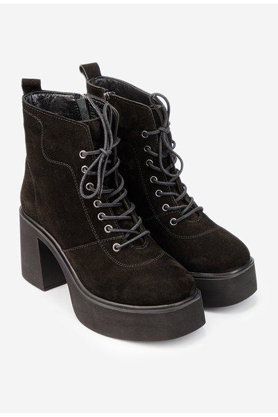 Dasha Botine dama negre din piele intoarsa