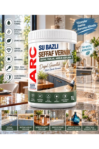 ARCMARİN KİMYA VE DENİZCİLİK HIRDAVAT Su Bazlı Çok Amaçlı Parlak Şeffaf Verni...