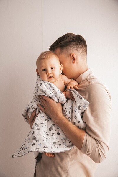 BabyMatex Paturica bebe, BabyMatex, bumbac, 75x100cm, gri/alb