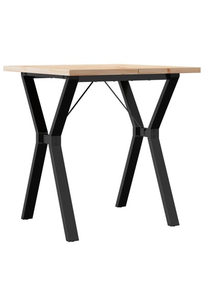 vidaxl Masă bucătărie, cadru Y, 70x70x75,5 cm lemn masiv pin și Oţel