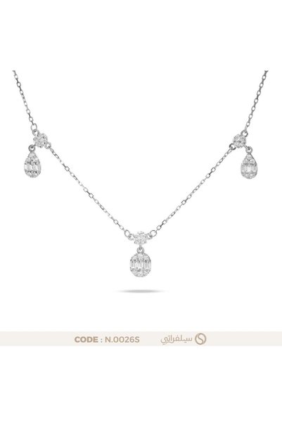 silveraty قلادة نسائية دمعة بفصوص زركون فضة عيار 925 مطلية بالروديوم