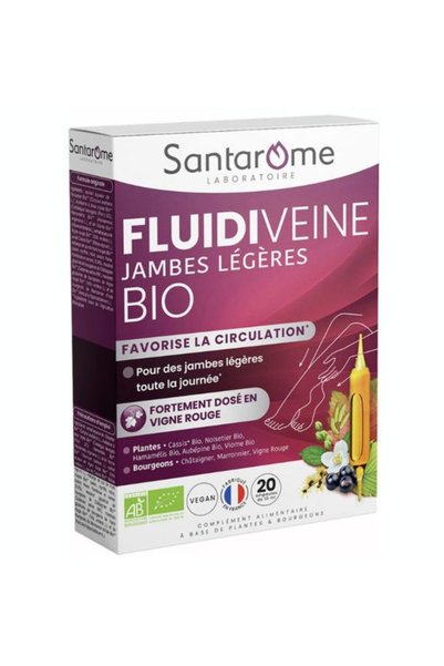 SANTAROME Food Supplement for Light Legs - Bio Jambes Legeres Bio, 20 ampoules