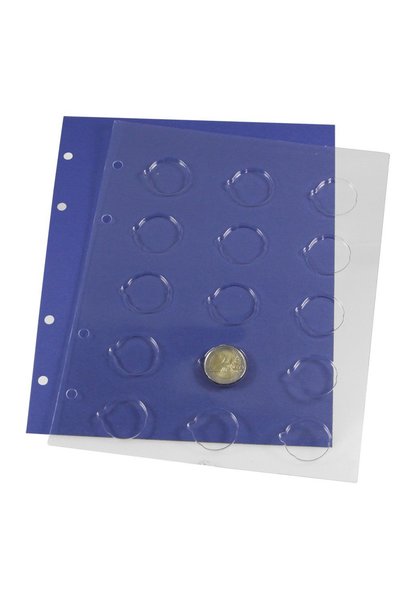 safe Folie blister cu carton albastru, TOPset, pentru 15 monede de 2 euro