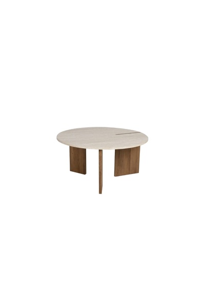 IN HOME STORE طاولة قهوة دائرية بتصميم خشبي عصري