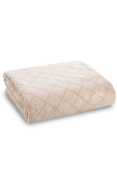 Design 91 Cuvertura de pat 170x210 Luiz 6 bej auriu catifea geometric