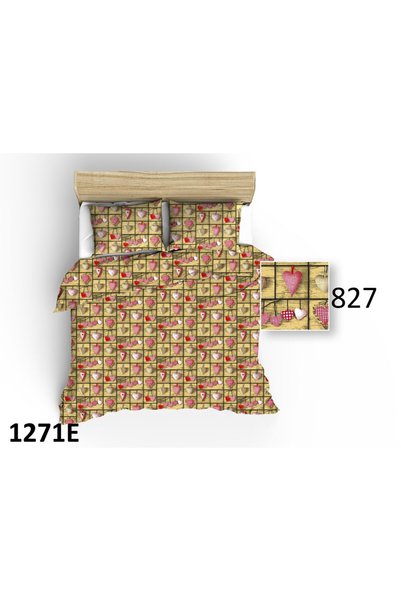 Karo Set de lenjerie de pat 90x120 1271E inimioare bej rosu roz 827N
