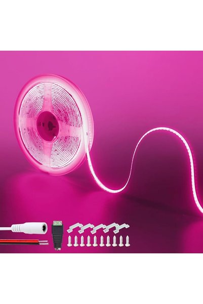 GENERAL شريط إضاءة LED COB بجهد 12 فولت، طول 16.4 قدم/5 متر (بدون مصدر طاقة)،...