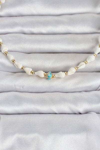 Angel Of Life Natural Sea Shell Stringed Evil Eye Model Necklace