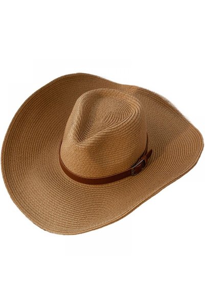 Noonedibs Pălărie de cowboy unisex, pălărie de paie, pălărie western pentru b...